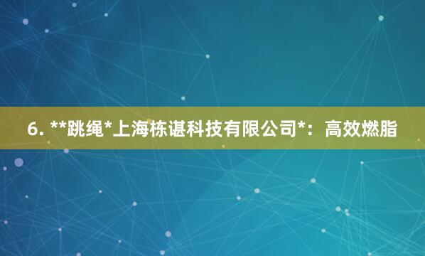 6. **跳绳*上海栋谌科技有限公司*:高效燃脂